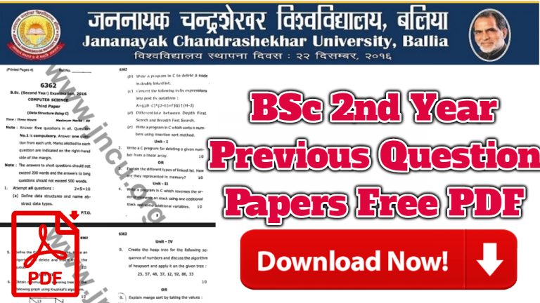BSc 2nd Year Previous Question Papers Free PDF