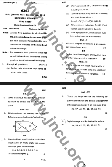 BSc 2nd Year Previous Question Papers 