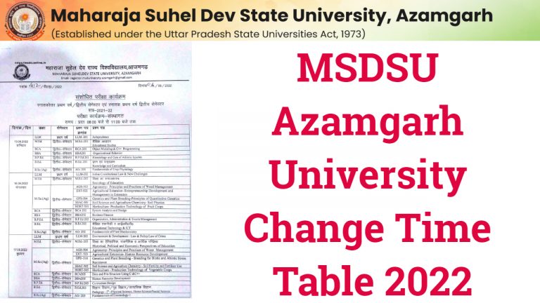 MSDSU Azamgarh University Change Time Table 2022